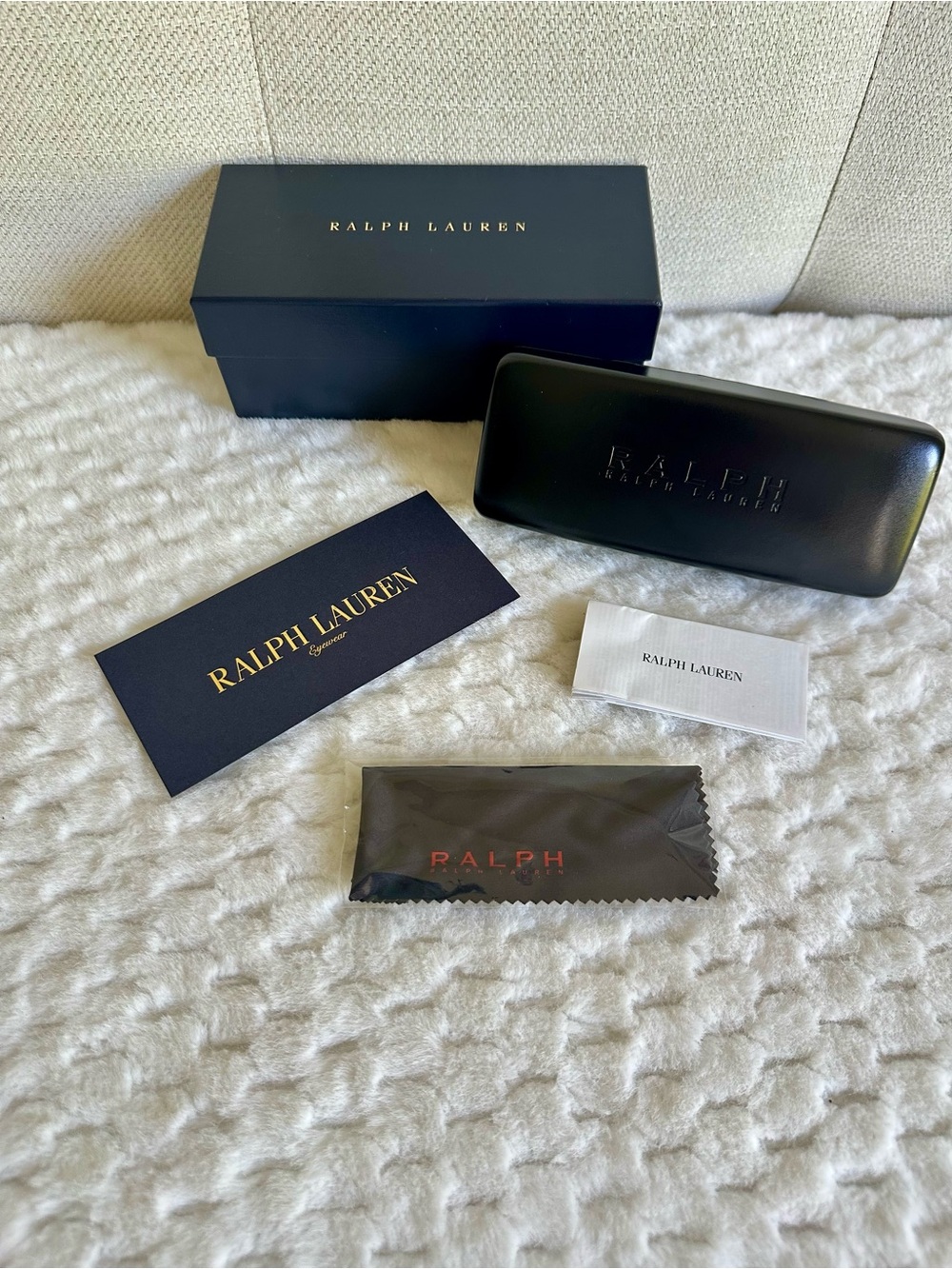 Ralph Lauren Black Hardcase Sunglasses Case with Accessories